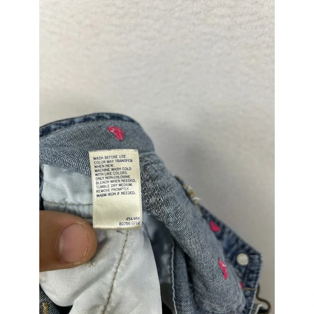 Valentine Heart OshKosh B'gosh Toddler 2T Blue Pink Embroidered Denim Overalls